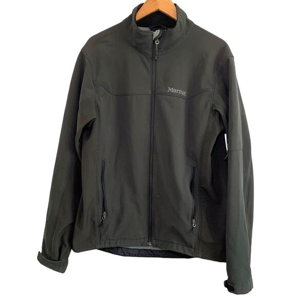 Marmot Men's Softshell Grid Fleece Lined Full Zip Jacket in Grey Large